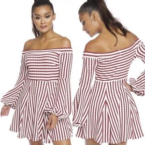 ❗️LAST ONE❗️Striped Off-Shoulder Sweater Dress (C)